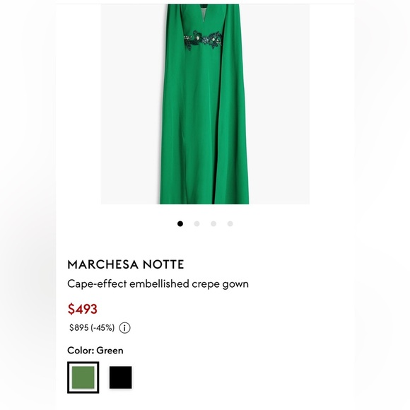 MARCHESA***Embellished Green Cape Dress***US 6 $995 - Picture 4 of 6